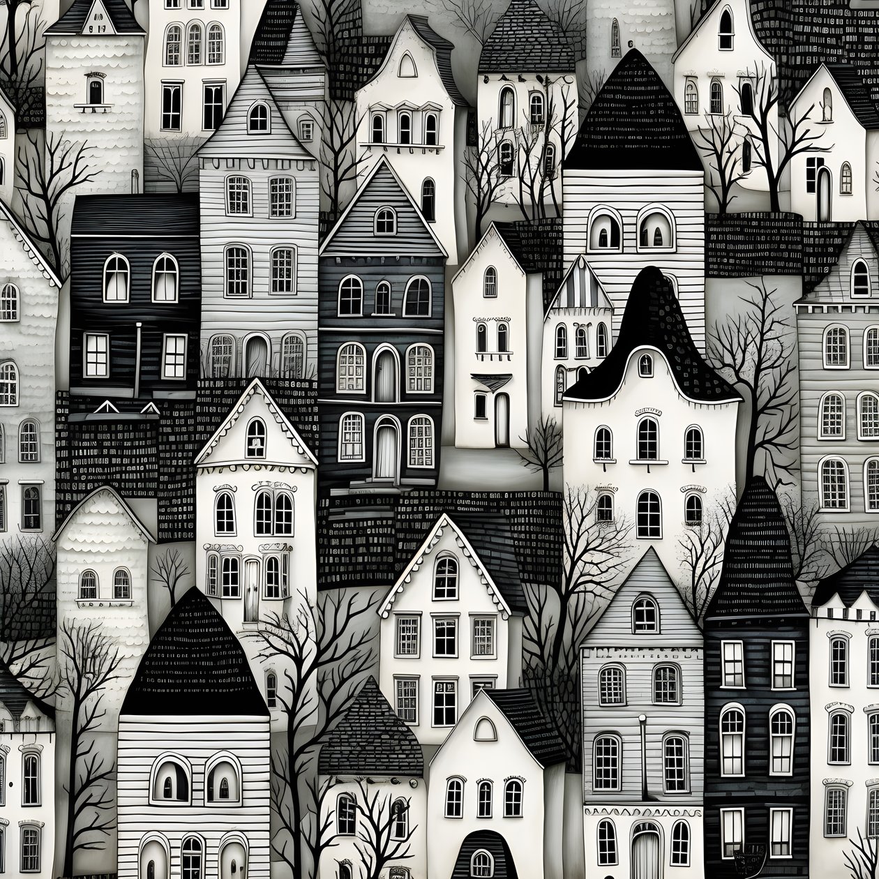 A Black and White Picture of Houses 4 by Kurt Heppke