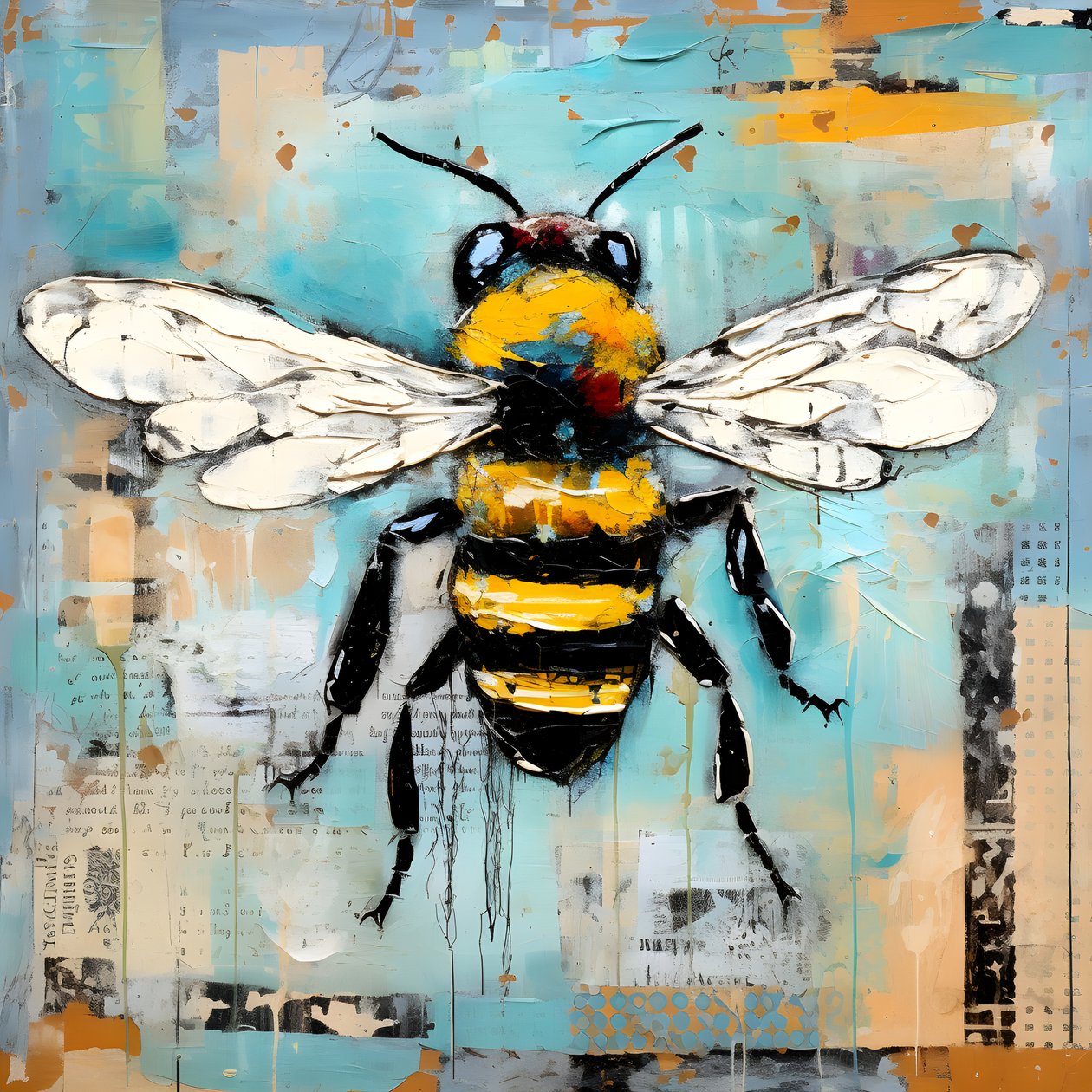 A Bee Illustration in Pastel Impasto Oil Technique 4 by Kurt Heppke