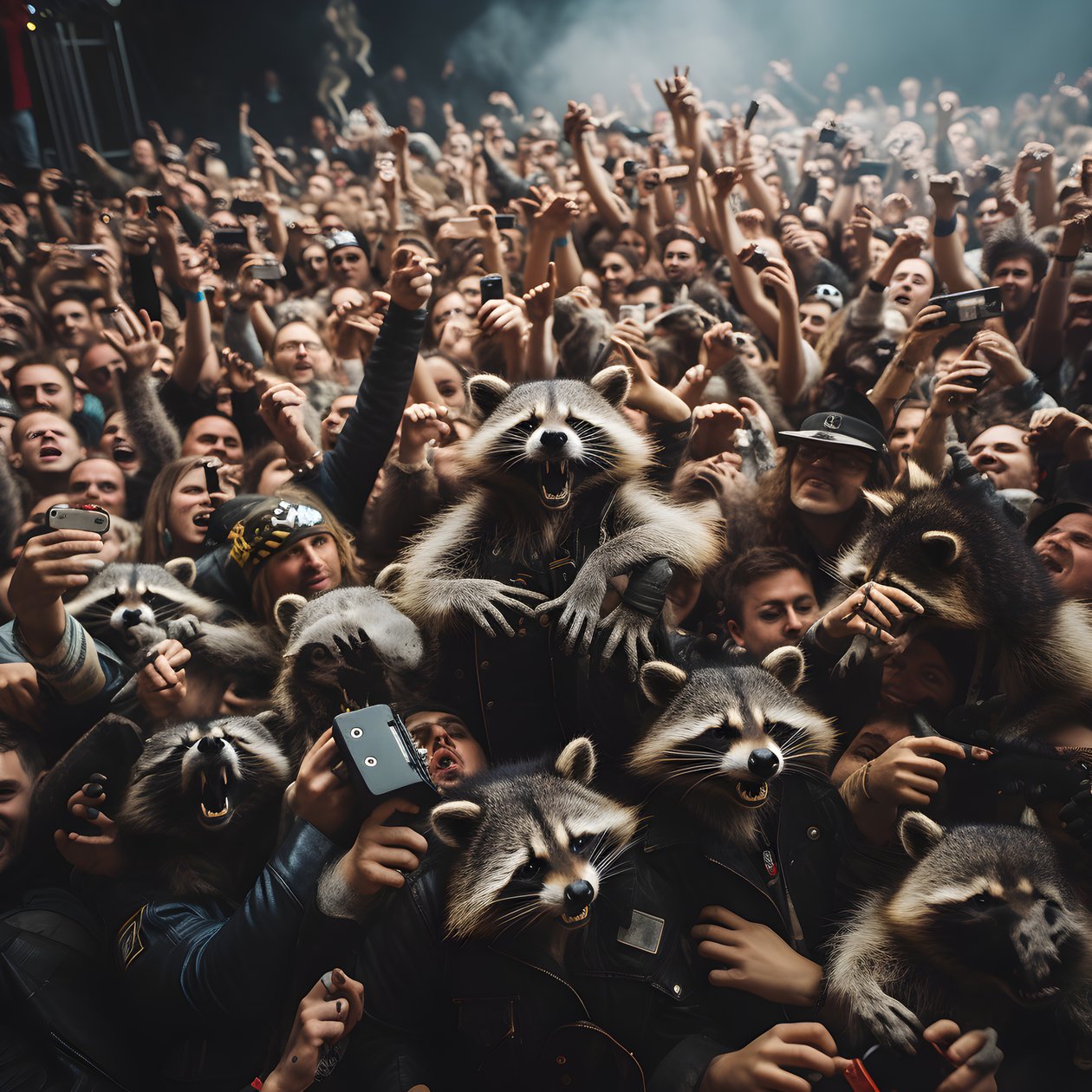 A Horde of Raccoons at a Rock Show 1 by Kurt Heppke