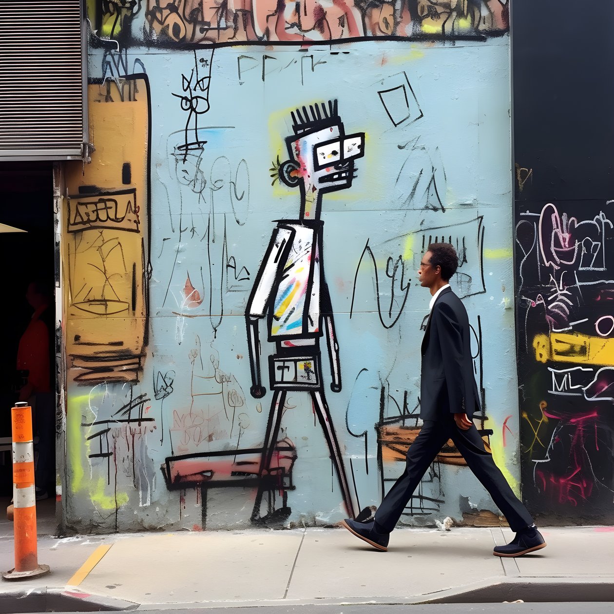 A Painted Figure Comes to Life as It Walks Down a Street in New York, Surreal Photo 1 by Kurt Heppke