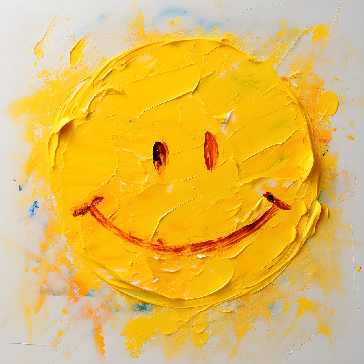 Yellow Smiley Face Painted in Impasto 1 by Kurt Heppke
