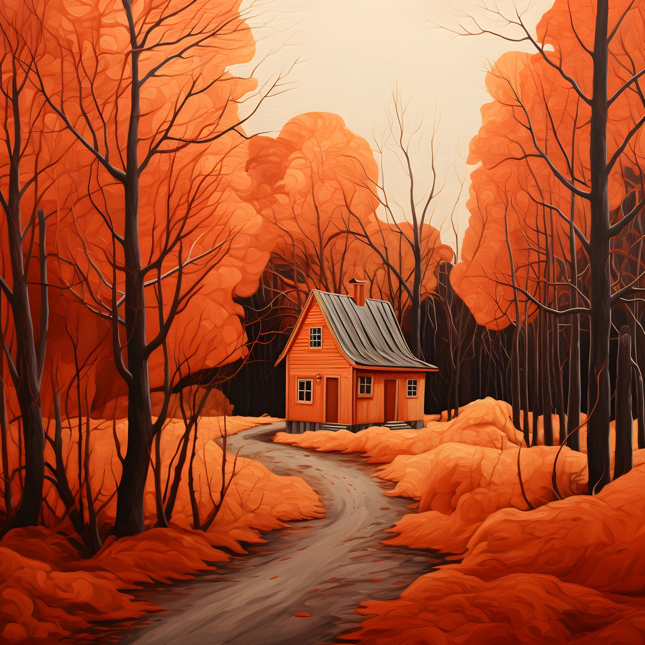 Big Red House on Blue Background 2 by Kurt Heppke