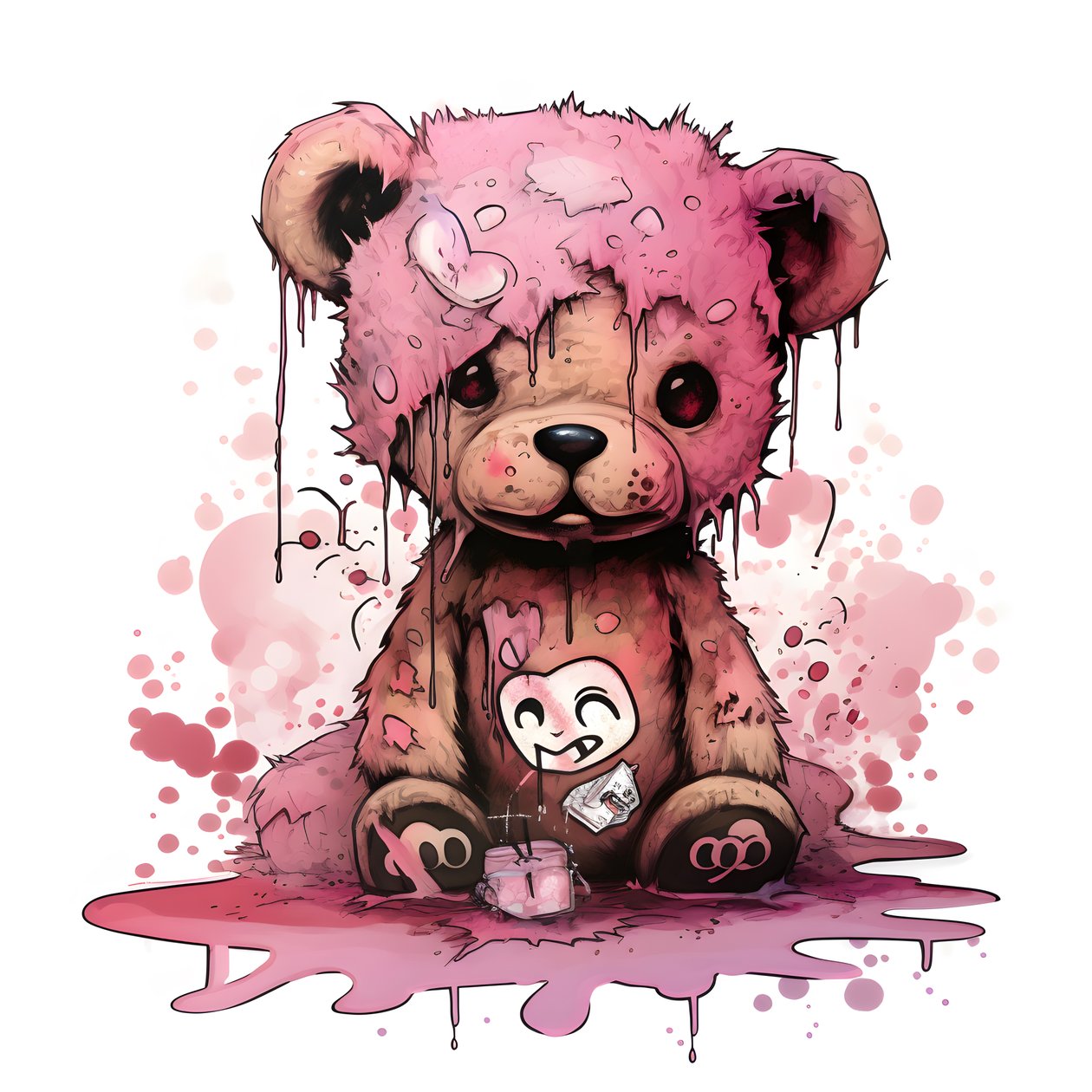 Pink Unisex Teddy with a Brown Tattoo on the Forehead 1 by Kurt Heppke