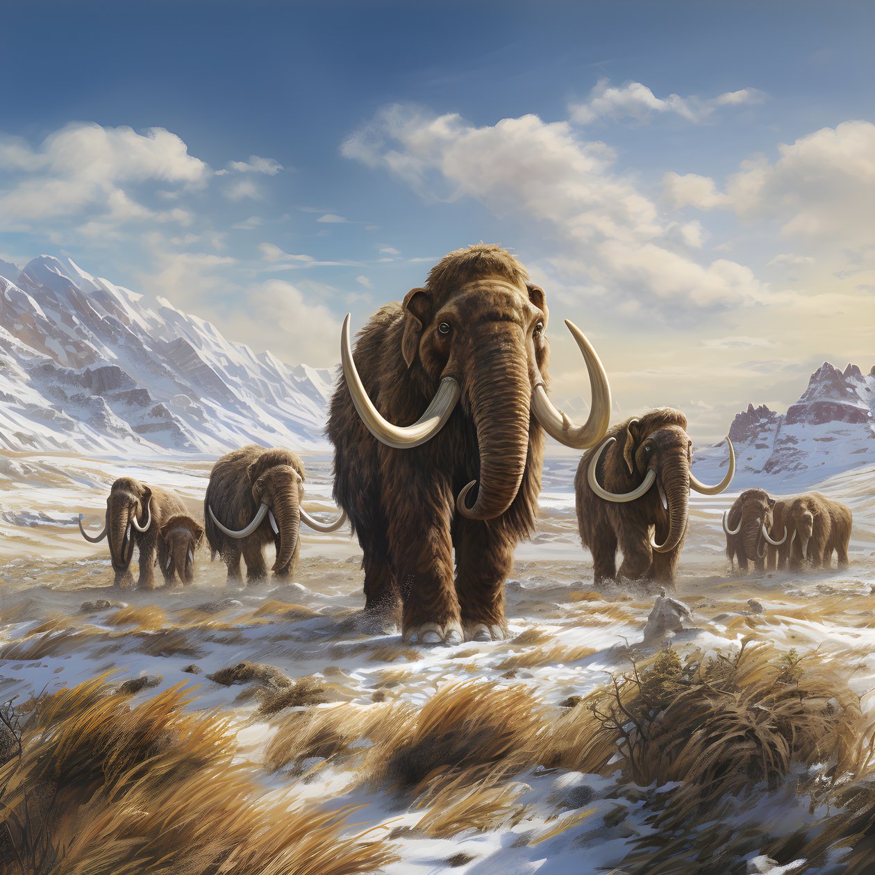 Woolly Mammoth Herd in the Tundra 3 by Kurt Heppke