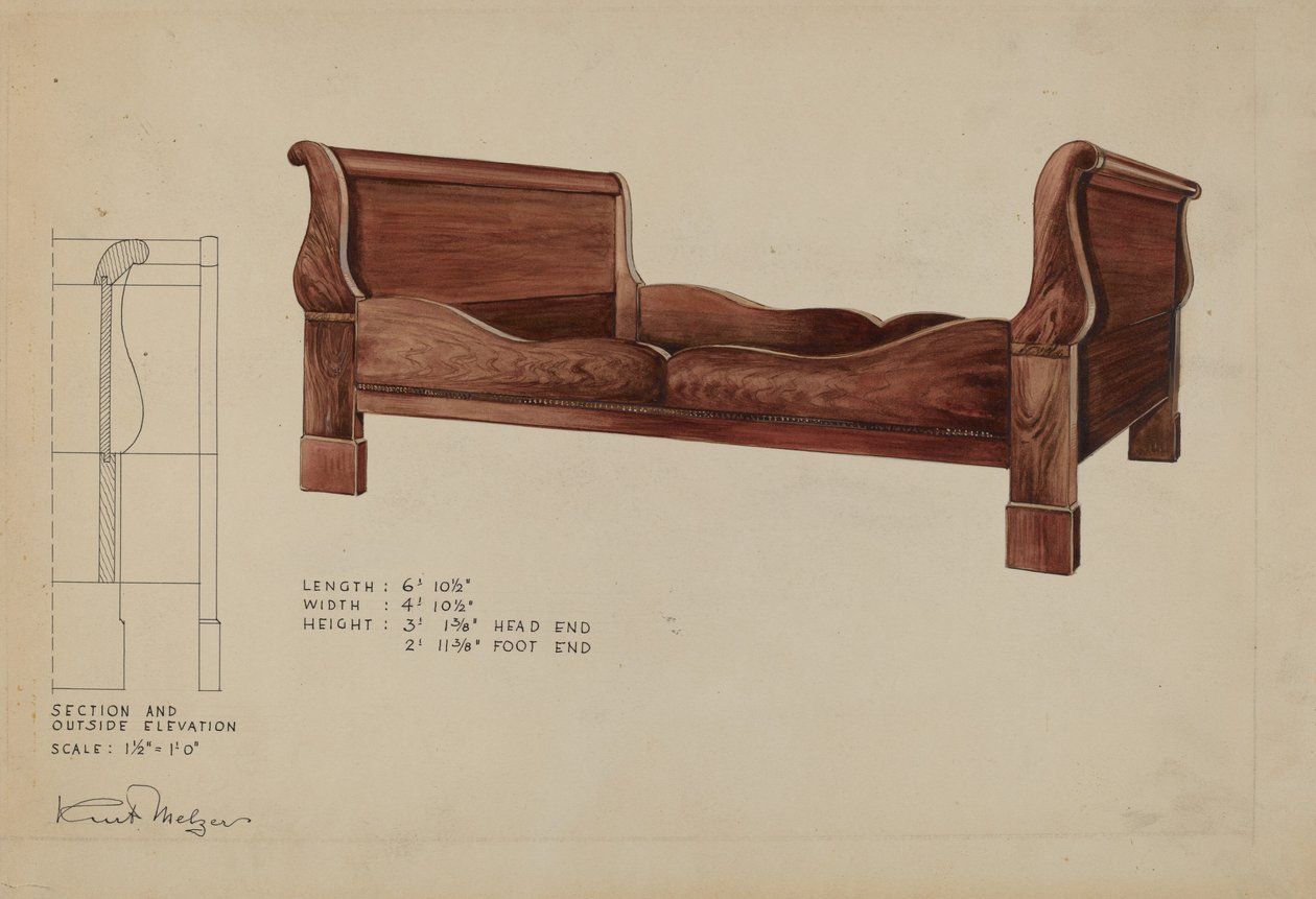 Sleigh Bed by Kurt Melzer
