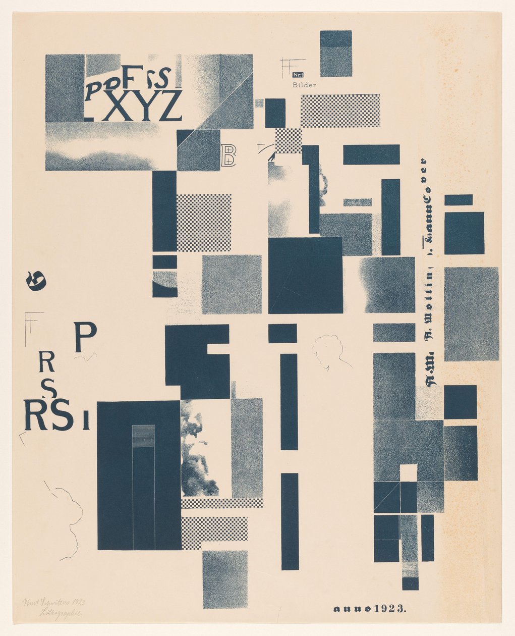 Composition with Typographic Elements by Kurt Schwitters (signed by artist)