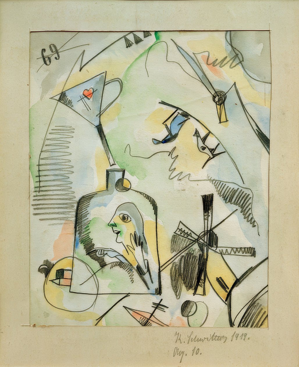 Aq. 10 (I mill, you mill, he mills) by Kurt Schwitters