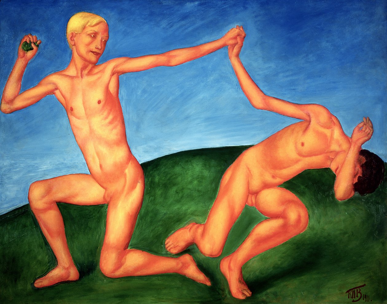The Playing Boys by Kuzma Sergeevich Petrov Vodkin