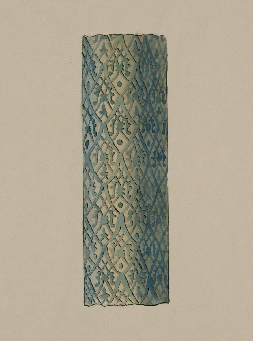 Antiquities of Samarkand. Tomb of Saint Kusam-ibn-Abbas (Shah-i Zindah) and Adjacent Mausoleums. Section of Column on the Exterior of the Facade of Kutuluk Turdi Bek Akas Mausoleum by L. A. Shostak