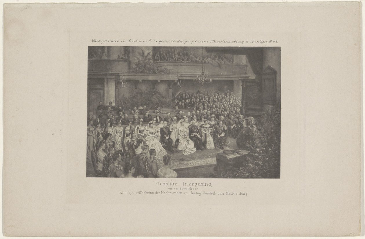 Blessing of the Marriage of Queen Wilhelmina and Prince Hendrik, 1901 (Solemn Blessing of the Marriage of Queen Wilhelmina of the Netherlands and Duke Hendrik of Mecklenburg) by L. Angerer