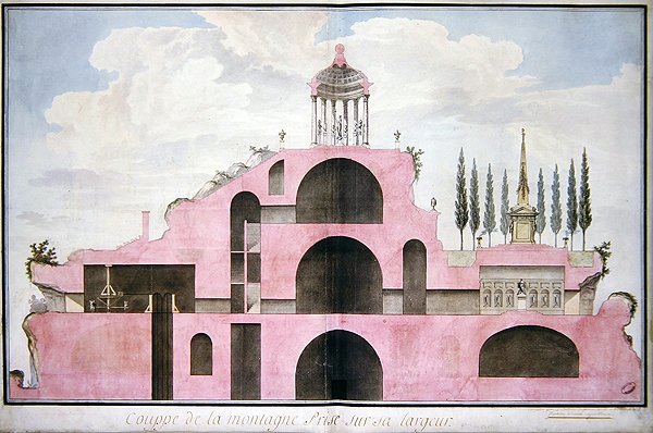 Cross section of a project for an artificial mountain in honour of the Festival of Reason to be erected in a public garden at Bordeaux by L. Dutourd