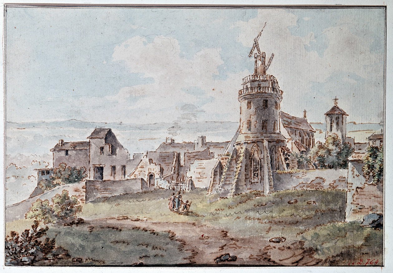 A Chappe telegraph at the top of a tower, by Goblain, late 18th century by L. Goblain