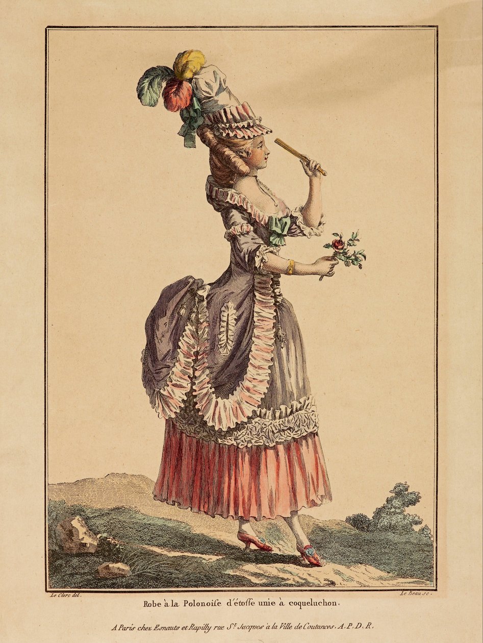 La Gallerie des Modes; Le Clerc; Dupin - Print; Coloured Engraving - Robe a Poloniose d
