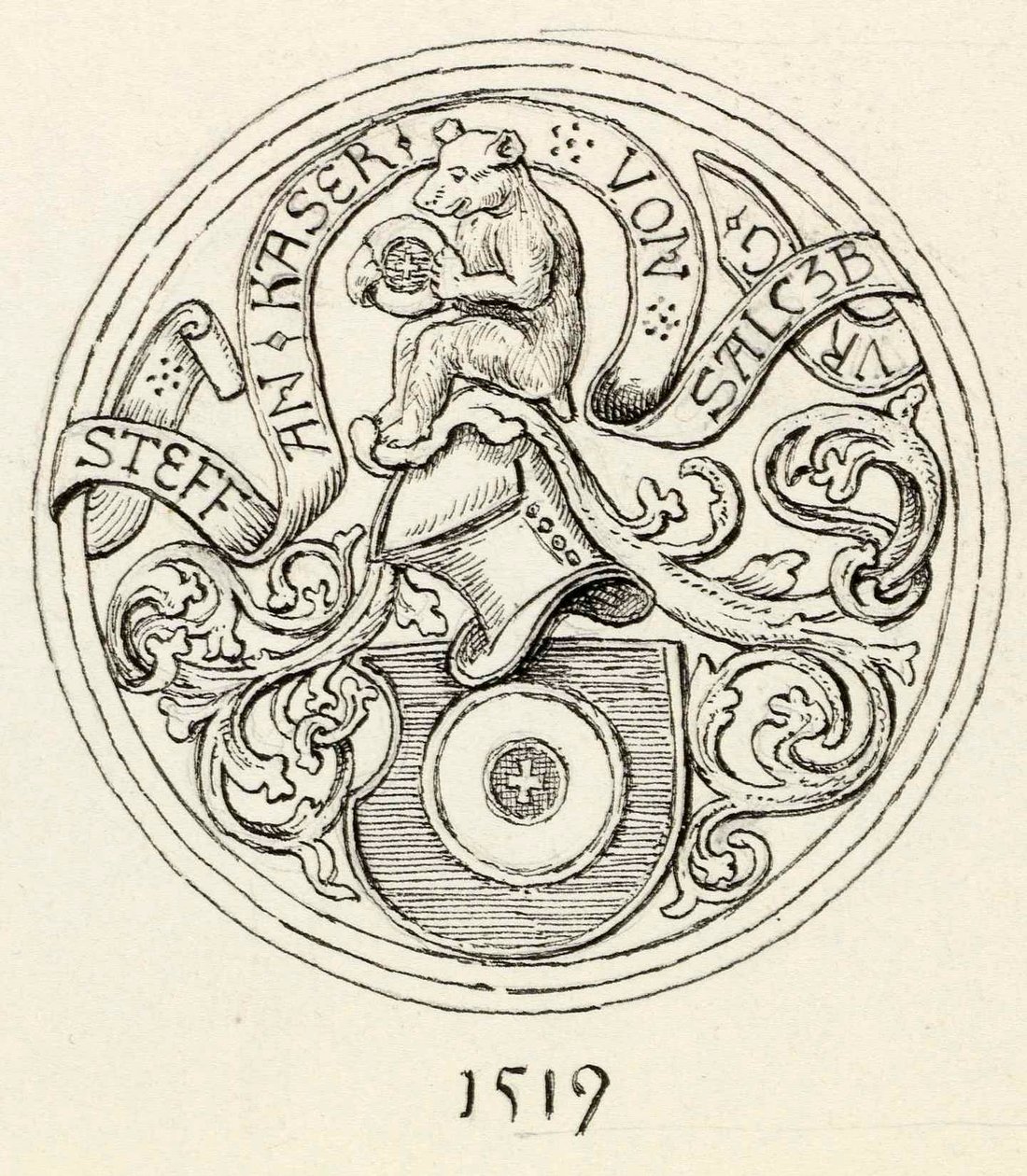 Coat of Arms of the Host Vessel with the Year 1519 from the Church in Kranjska Gora by Ladislav Benesch