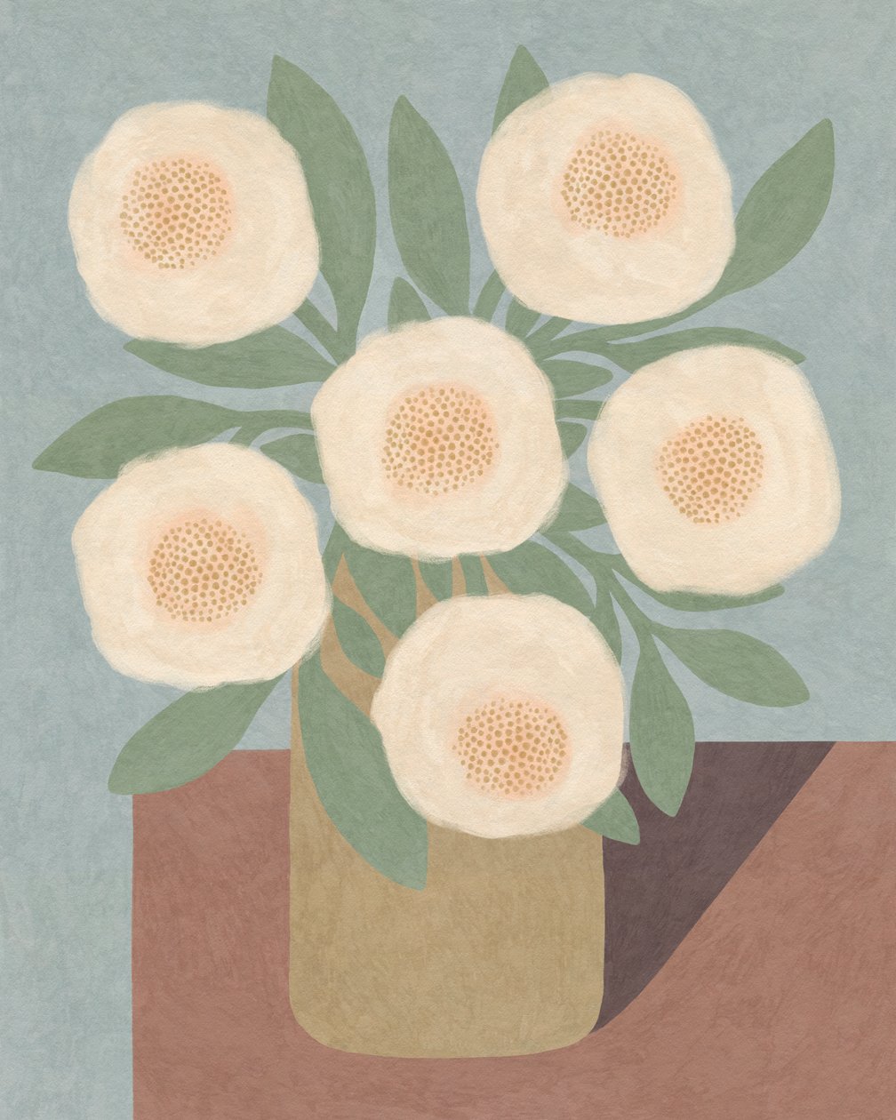 White Flowers in Yellow Vase by Lady Ann de Borja