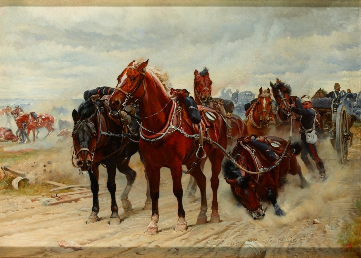 Patient Heroes, a Royal Horse Artillery Gun Team in action, 1882 circa by Lady Butler