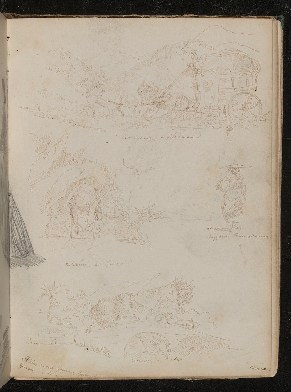 Studies of a Horse Drawn Carriage with Rider by Lady Butler
