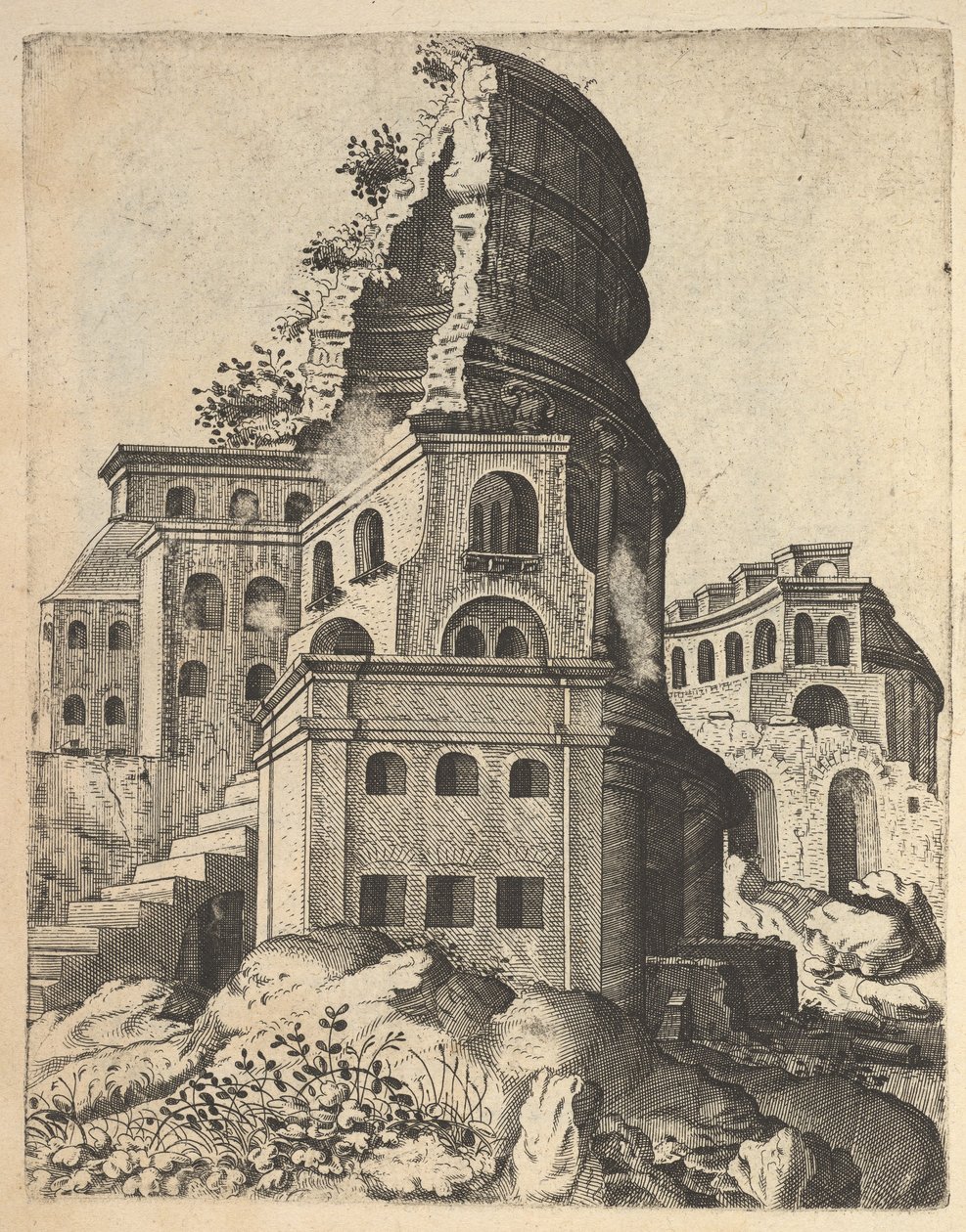 Vertical Landscape with the Ruins of the Temple of Venus and Roma, from the series 