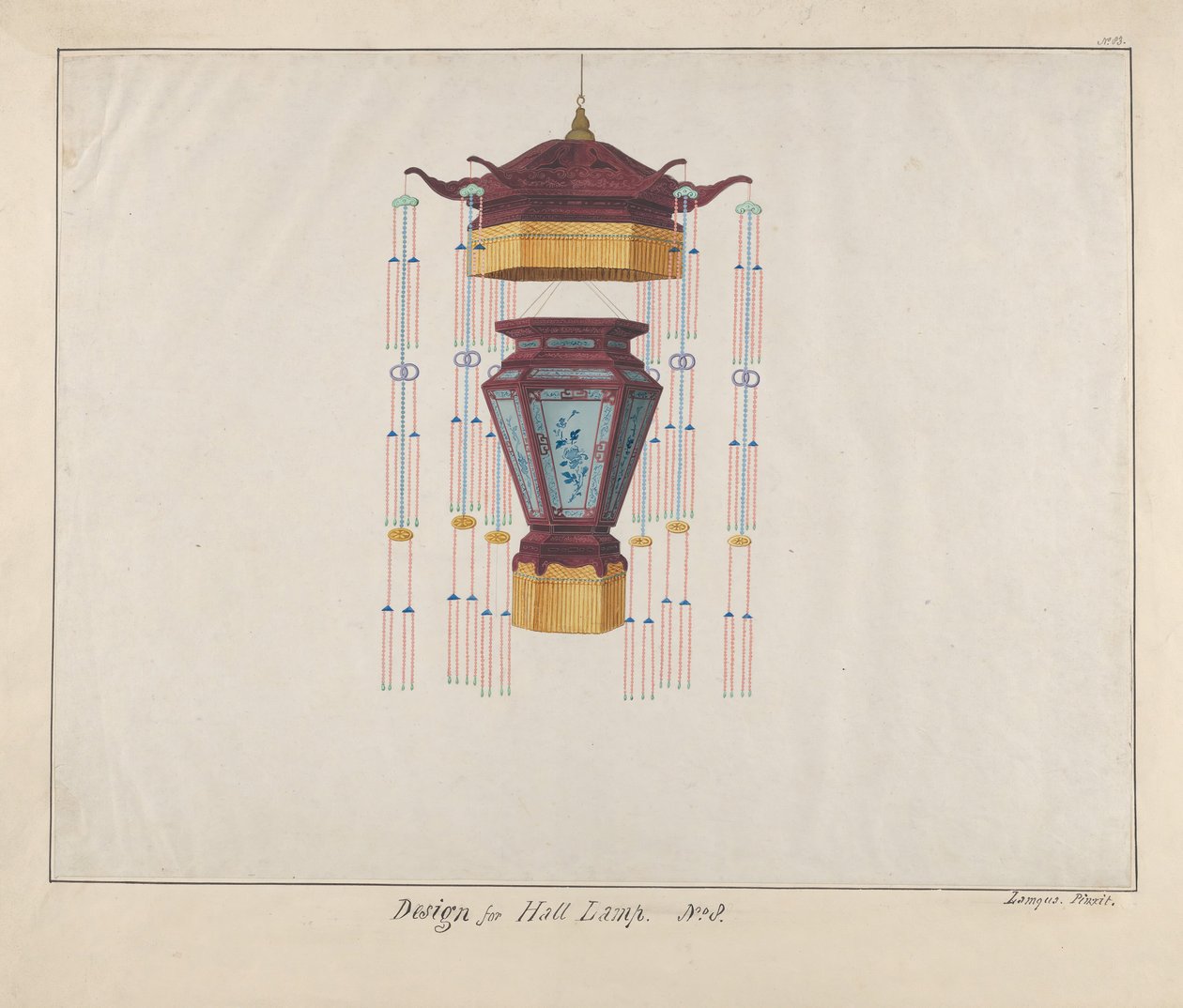 Design for a Hall Lamp, ca. 1800-1810 by Lamqua