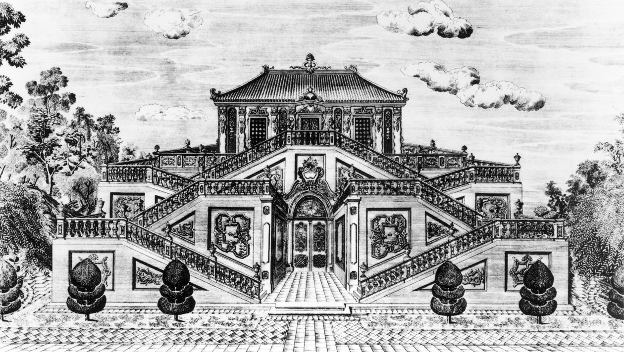 East side of the Palace of the Calm of the Sea, Gardens of Yuan Ming Yuan, Peking, 1783-86 by Lang Shining