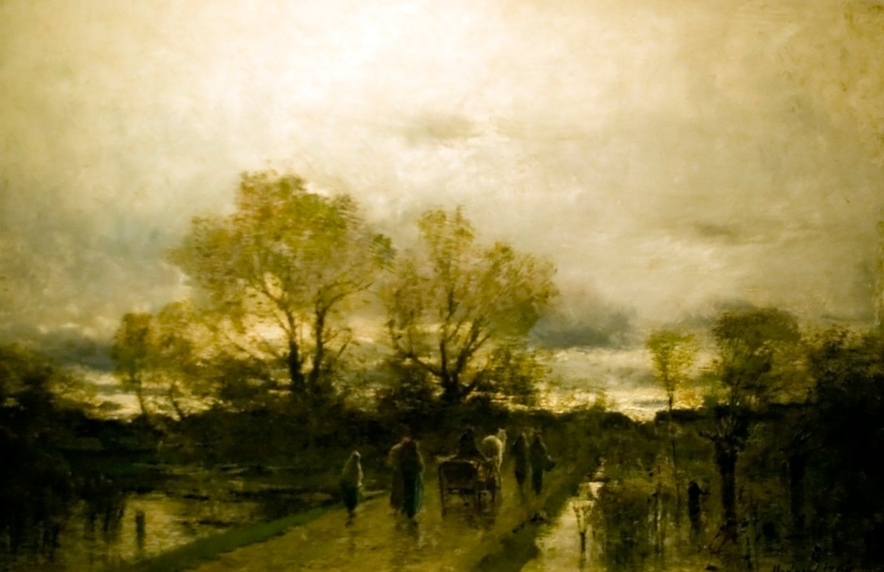 Marshy Landscape Muddy Road by Laszlo Mednyanszky