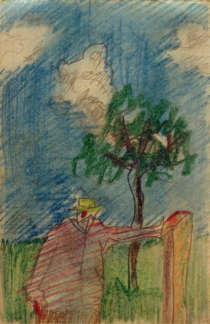Untitled (Man Standing Under a Tree) by Laszlo Moholy Nagy