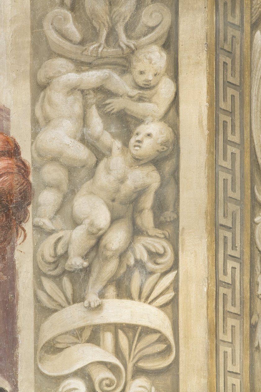 Putti, decorations around the windows by Lattanzio Gambara