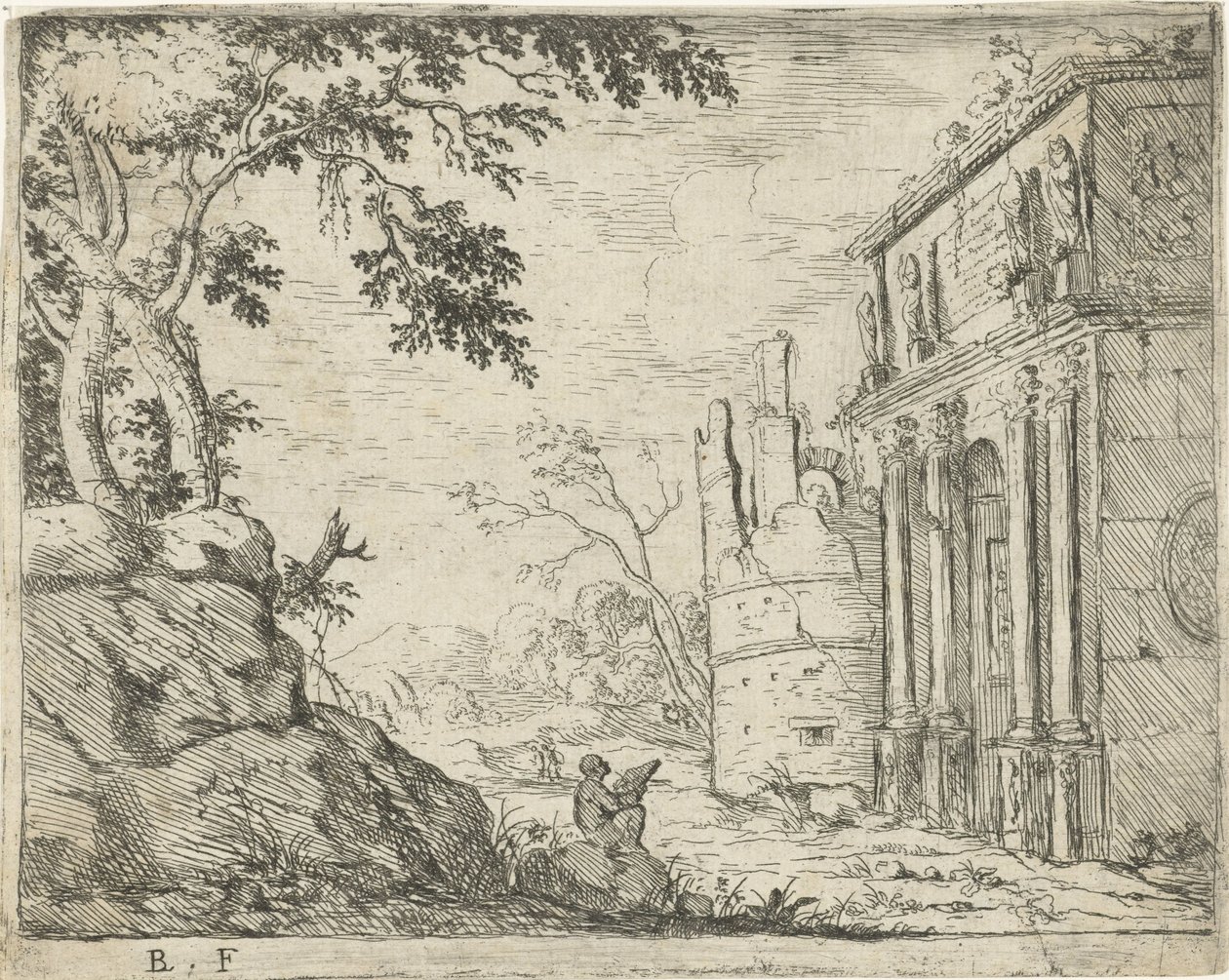 Draftsman at the Ruins of a Triumphal Arch by Laurens Barata