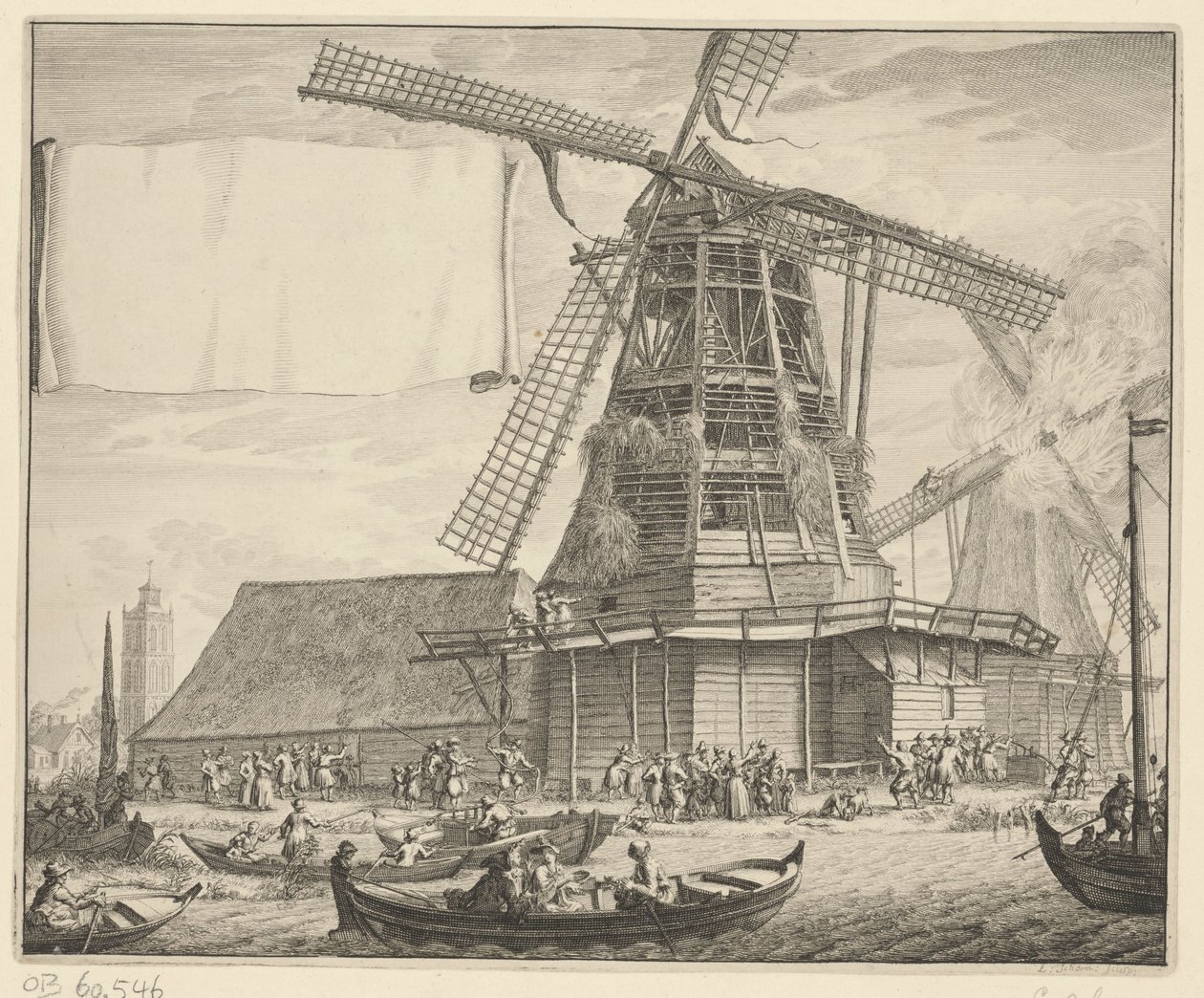 Fire in Oil Mill De Zeug near Wormer, 1699 by Laurens Scherm