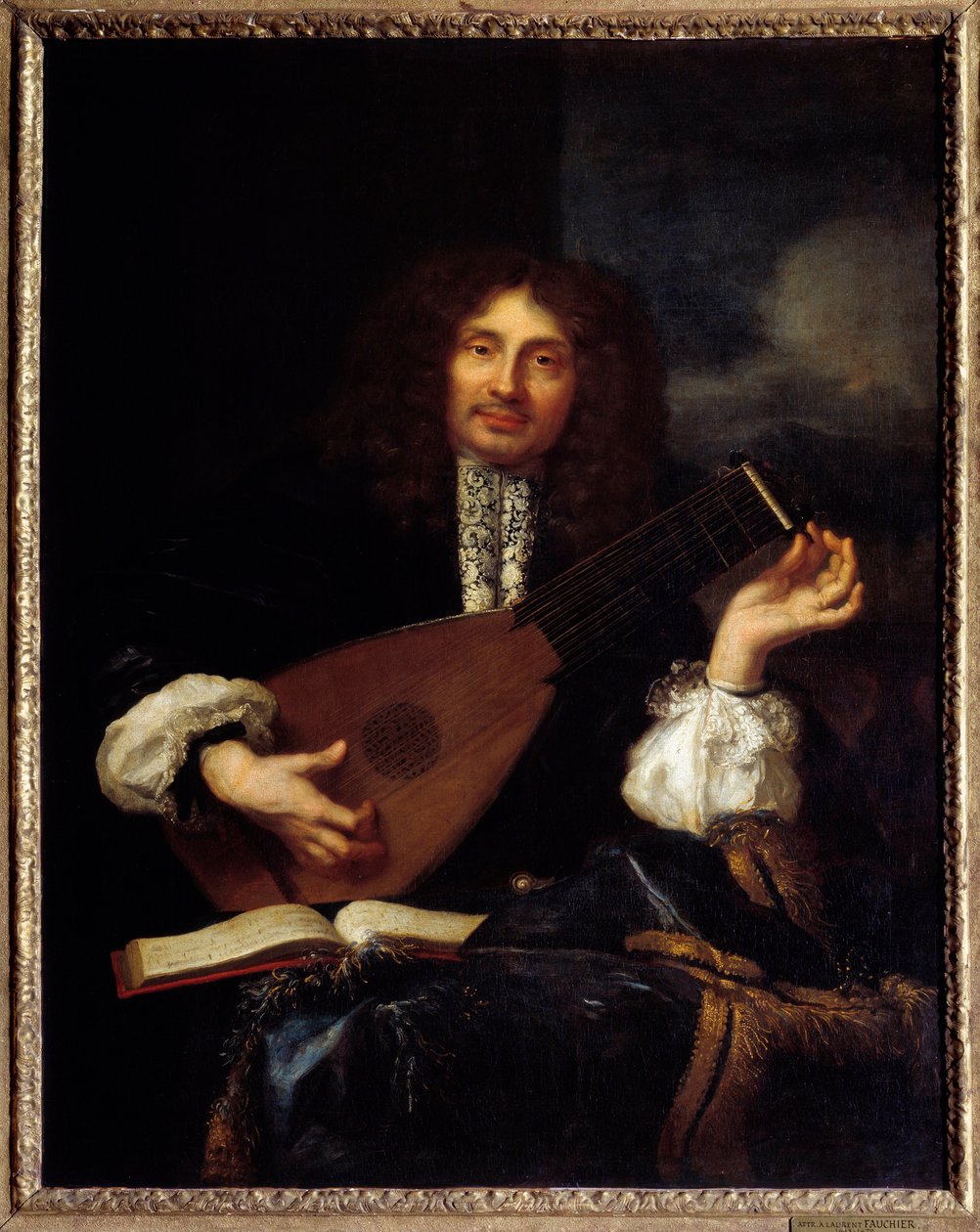 Portrait of a Man Playing the Lute by Laurent Fauchier