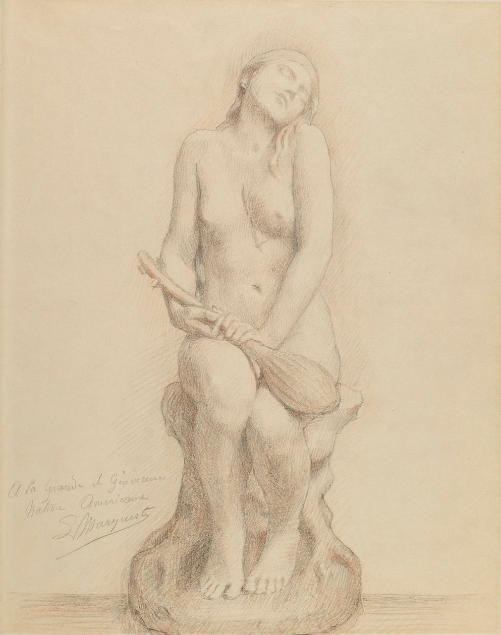 Nude Figure with Mandolin by Laurent Honore Marqueste