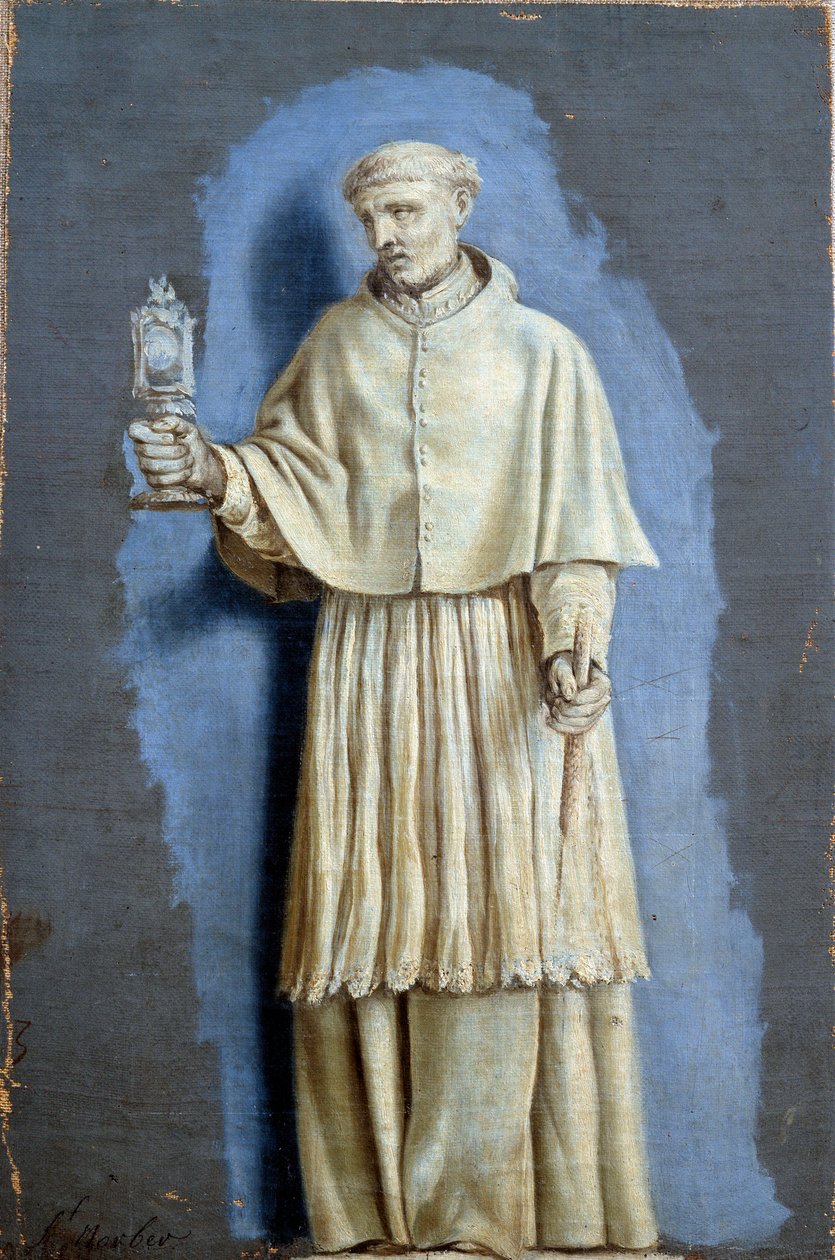 Saint Norbert holding an ostensoire (ostensoir) and a candle by Laurent de la Hyre