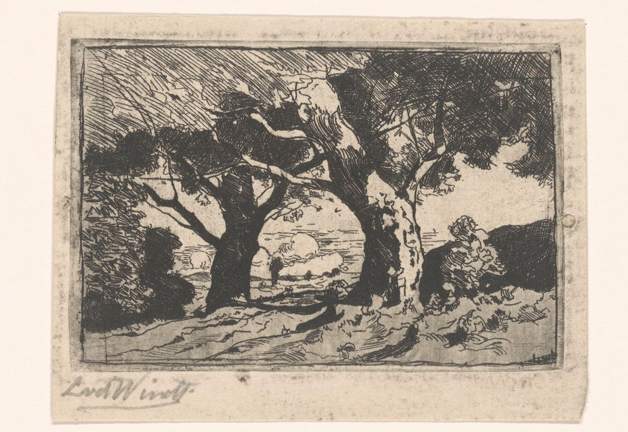 Landscape with Two Large Trees by Laurent van der Windt (signed by artist)