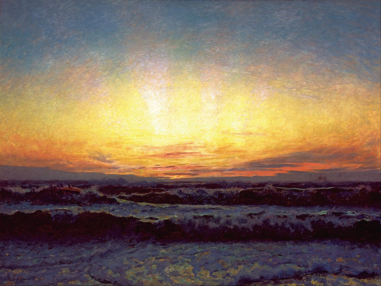 The North Sea in Stormy Weather. After Sunset. Højen by Laurits Regner Tuxen