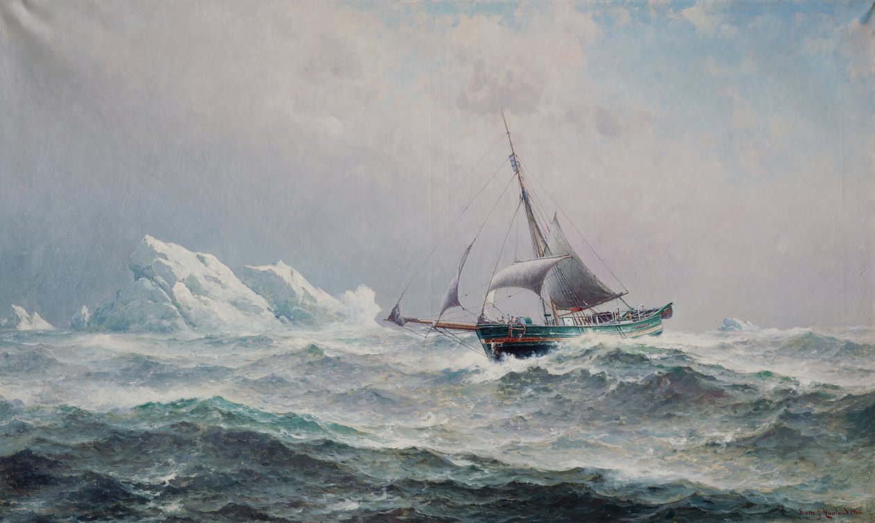 The ship Gjoa in the Northwest Passage by Lauritz Haaland