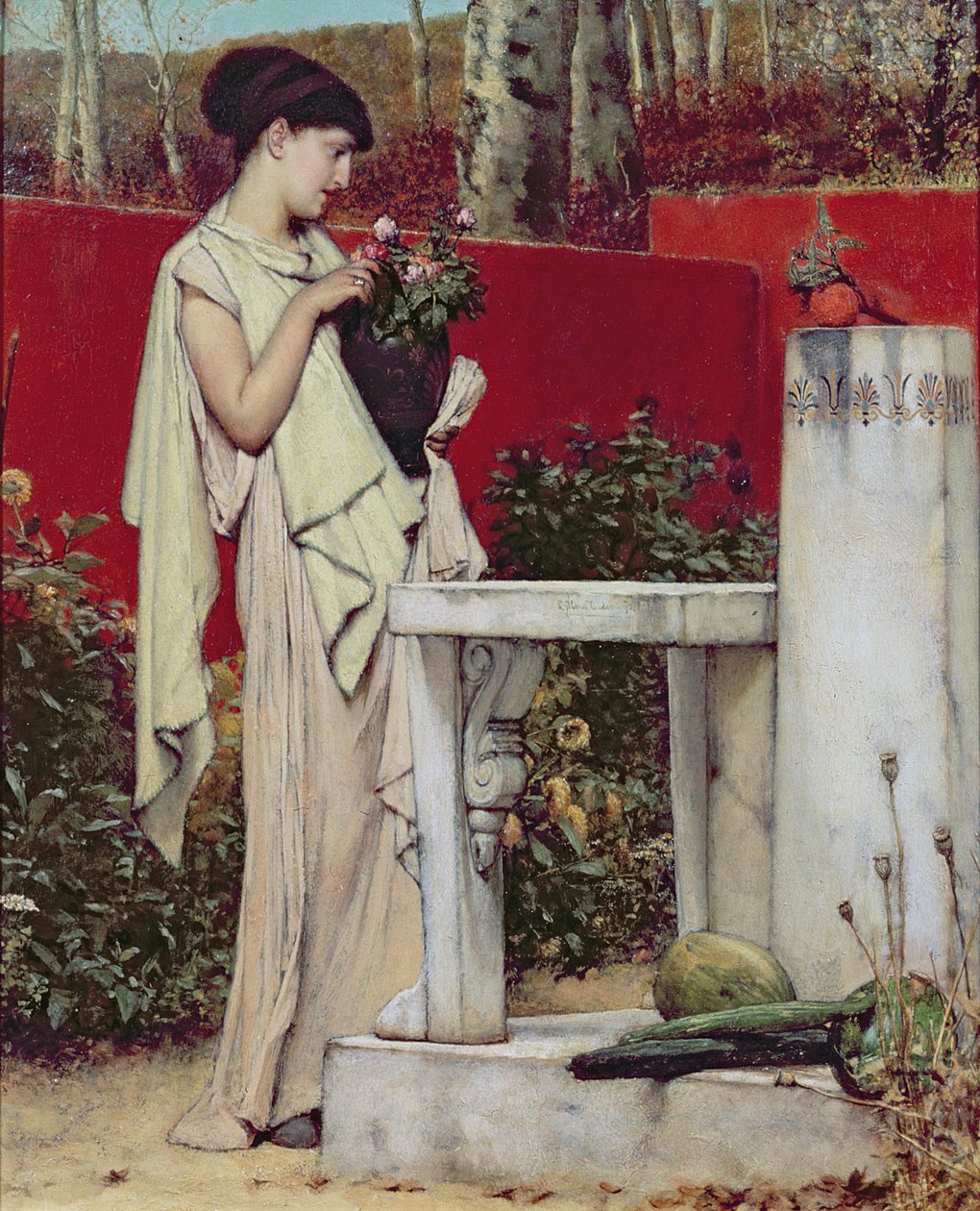 Woman with a Vase of Flowers by Lawrence Alma Tadema