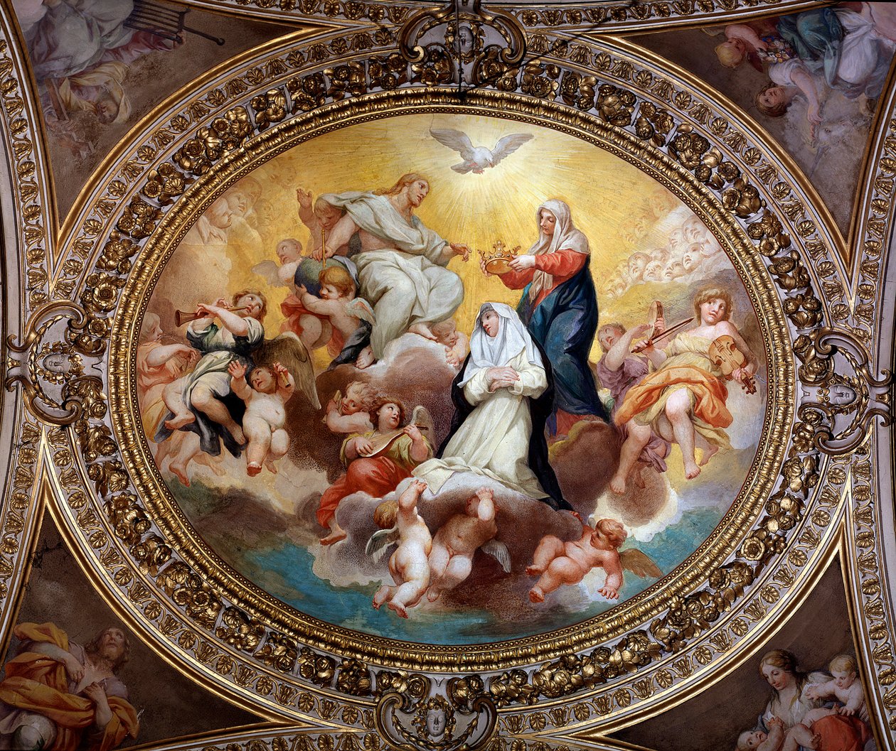 The Holy Virgin Crowning St. Rose of Lima with Jesus and the Holy Spirit by Lazzaro Baldi