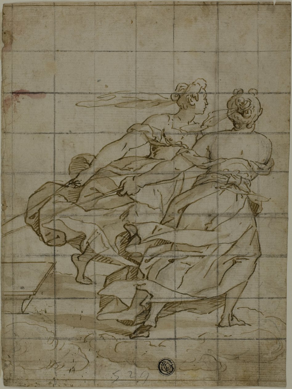 Two Women on Clouds, Pulling a Load by Lazzaro Tavarone