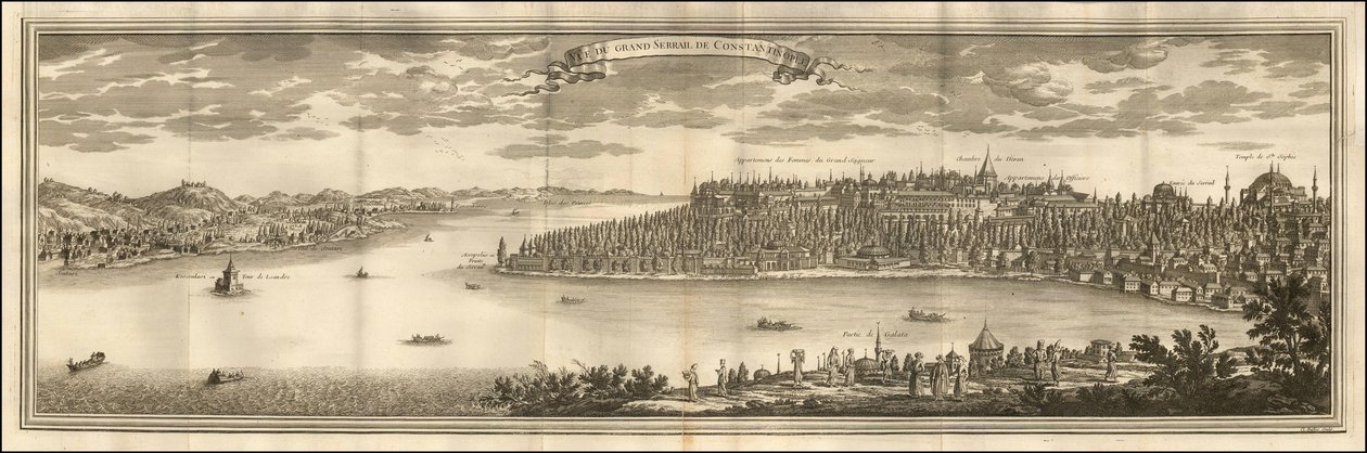 1711 Illustration - View of the Grand Seraglio of Constantinople by Le Blond