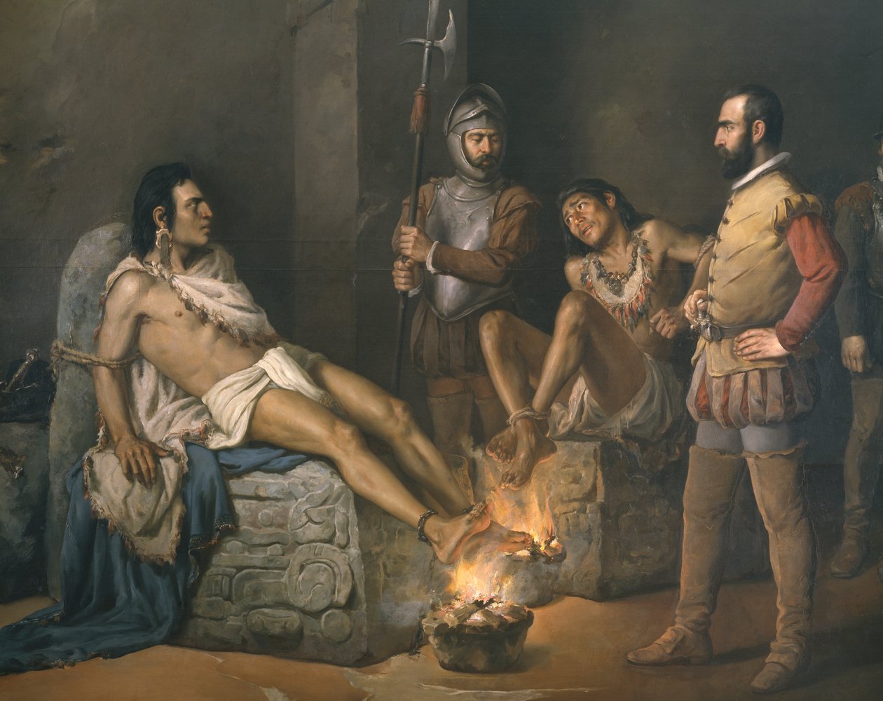 Torture of Cuauhtemoc (1497-1525) (detail) by Leandro Izaguirre