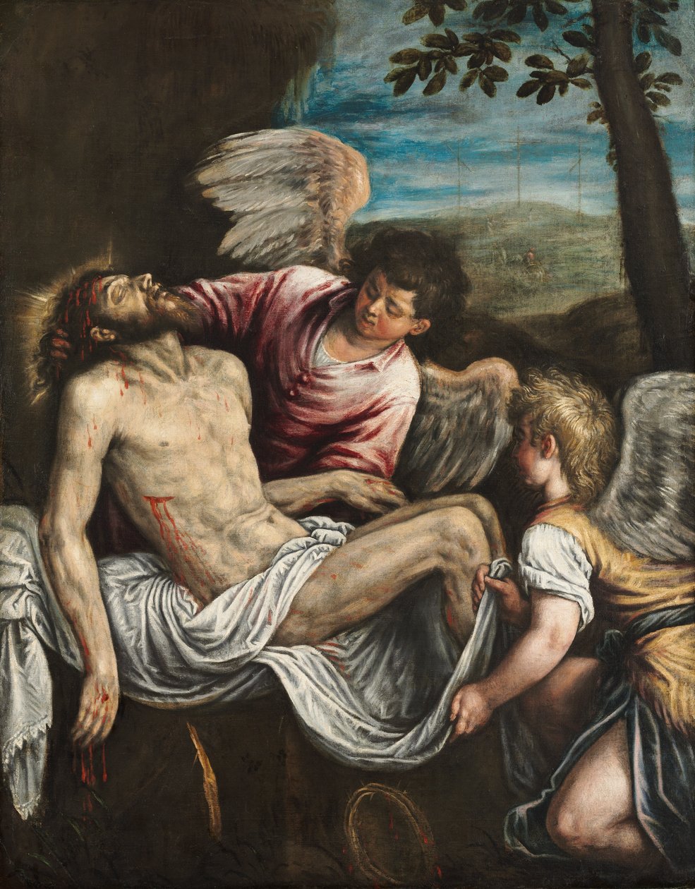 The Dead Christ with Angels by Leandro da Ponte Bassano
