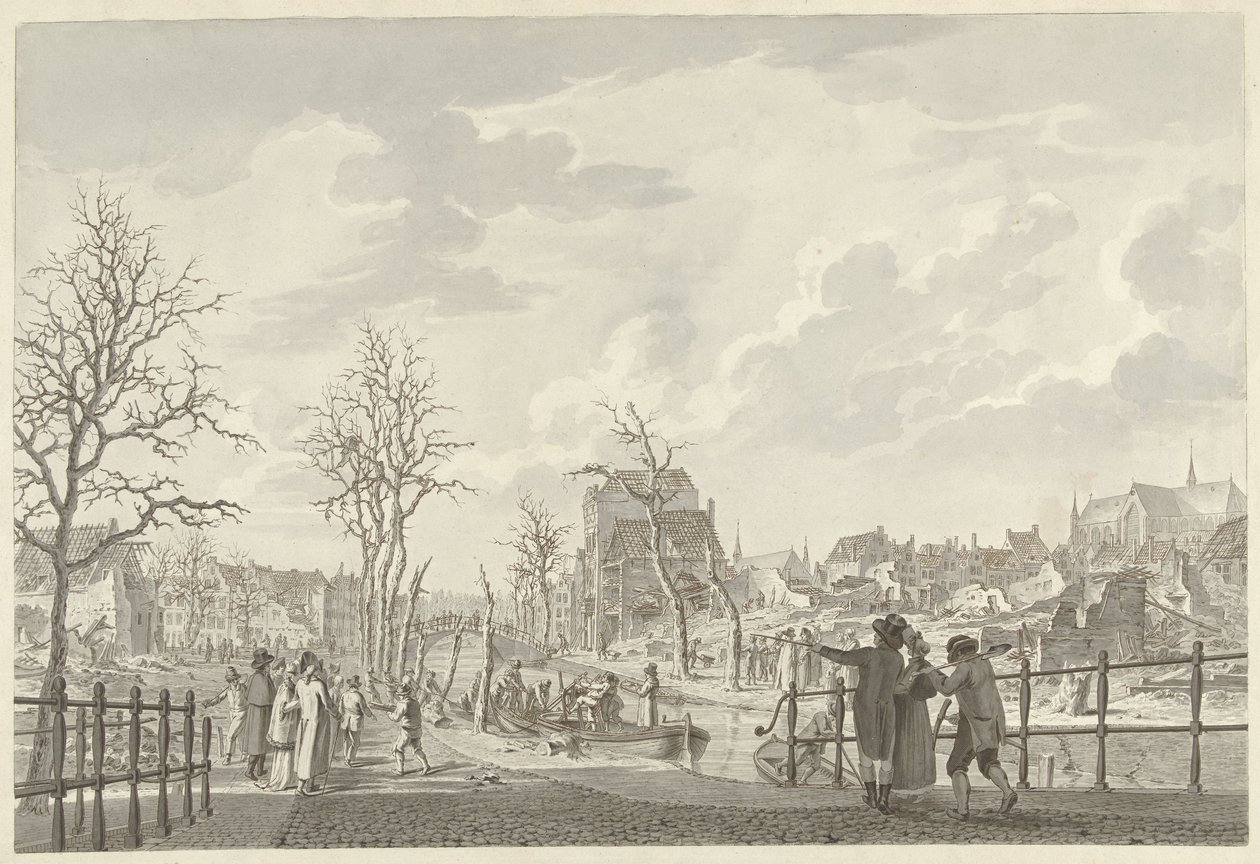 Ruins on the Rapenburg in Leiden, After the Gunpowder Disaster of January 12, 1807 by Leendert Overbeek
