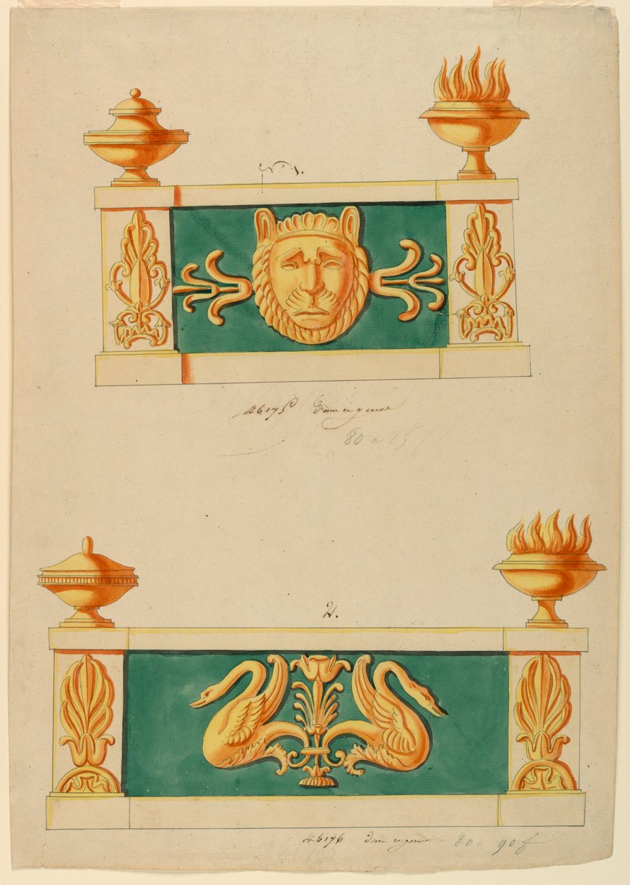 Design for Two Andirons by Lefebure Manufactory