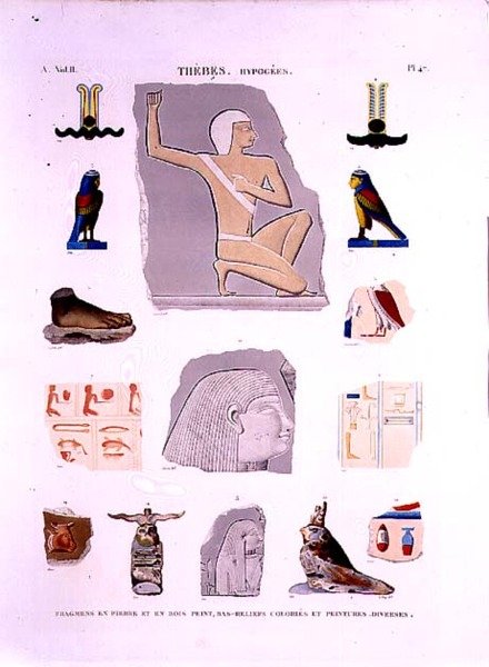 Illustrations of Painted Reliefs on Stone and Wooden Fragments Hypogees, Thebes plate 47 from Vol II of 