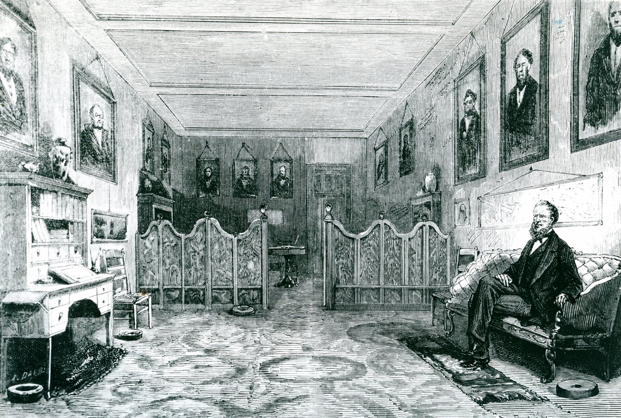 Brigham Young (1801-77) the High Priest of the Mormons in his Study (illustration from Le Monde Illustre, published 1871) by Leo after Nye