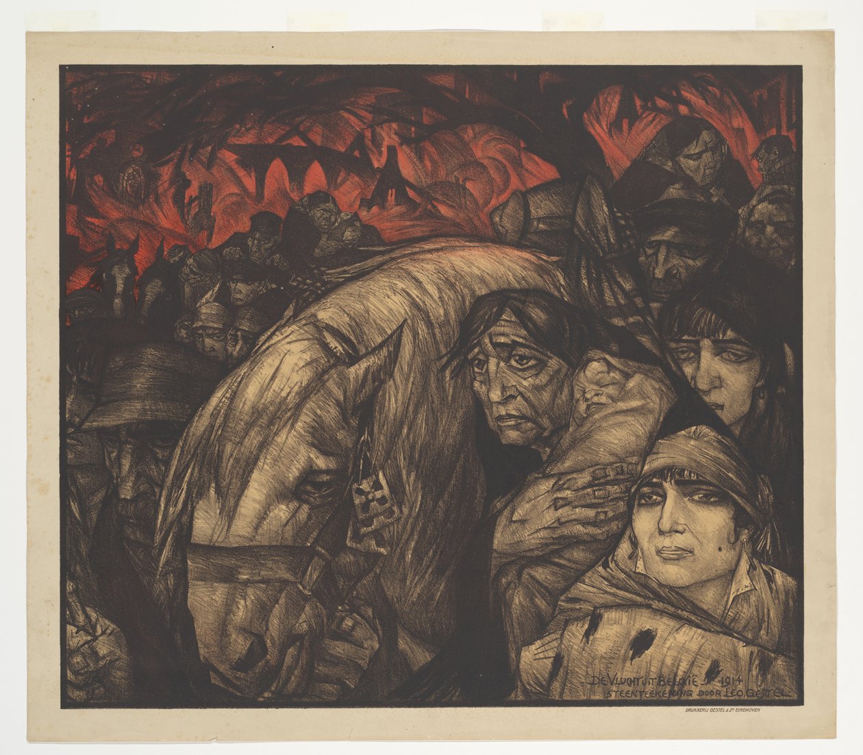 The Flight from Belgium by Leo Gestel (signed by artist)