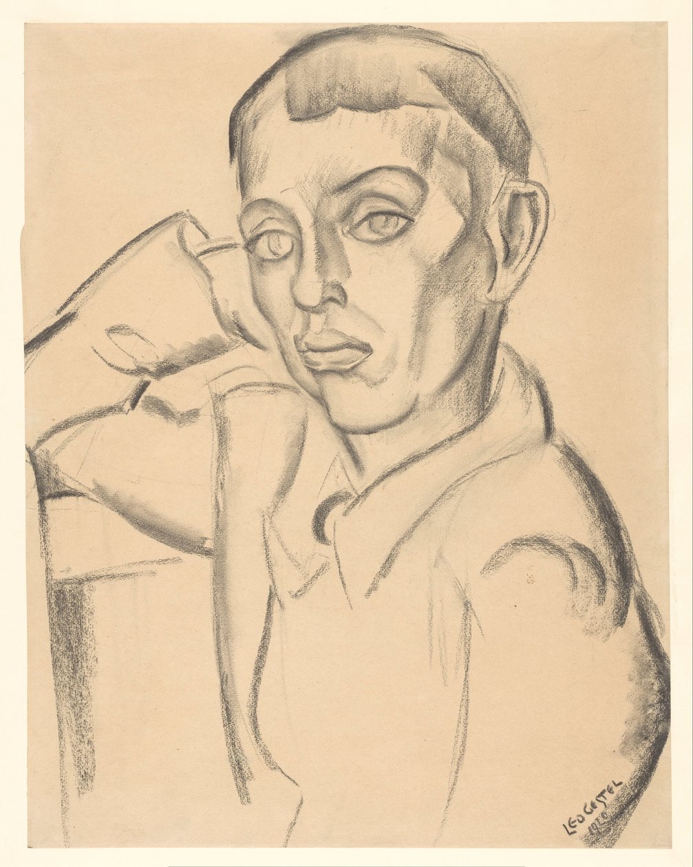 Young Man Resting His Head on His Hand by Leo Gestel (signed by artist)