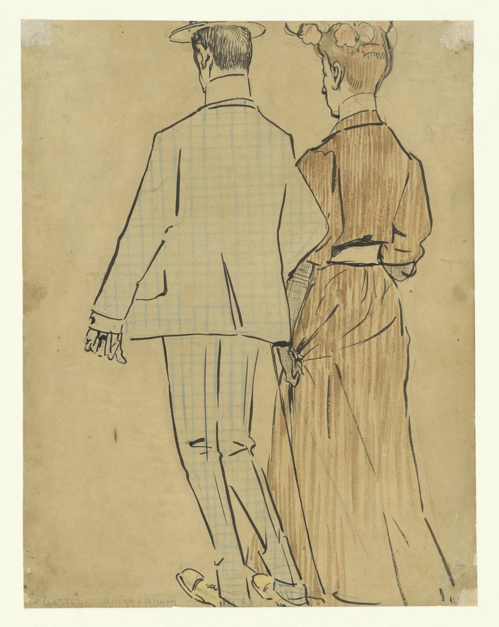 Walking Couple by Leo Gestel (signed by artist)