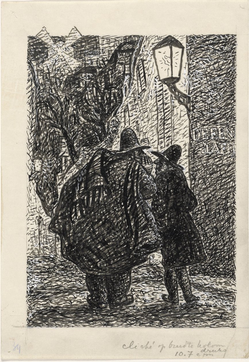 Two Men on the Street in the Dark by Leo Gestel