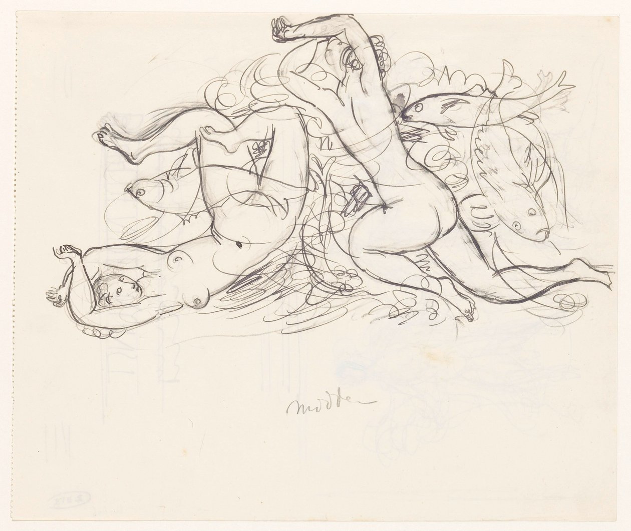 Two Naked Women and Three Fish by Leo Gestel